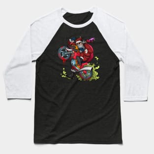 Zombie Biker Santa Motorcycle Christmas Baseball T-Shirt